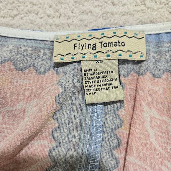 Flying Tomato Dolman Sleeve Printed Top Blouse V-neck Size XS Boho Chic - Picture 2 of 8